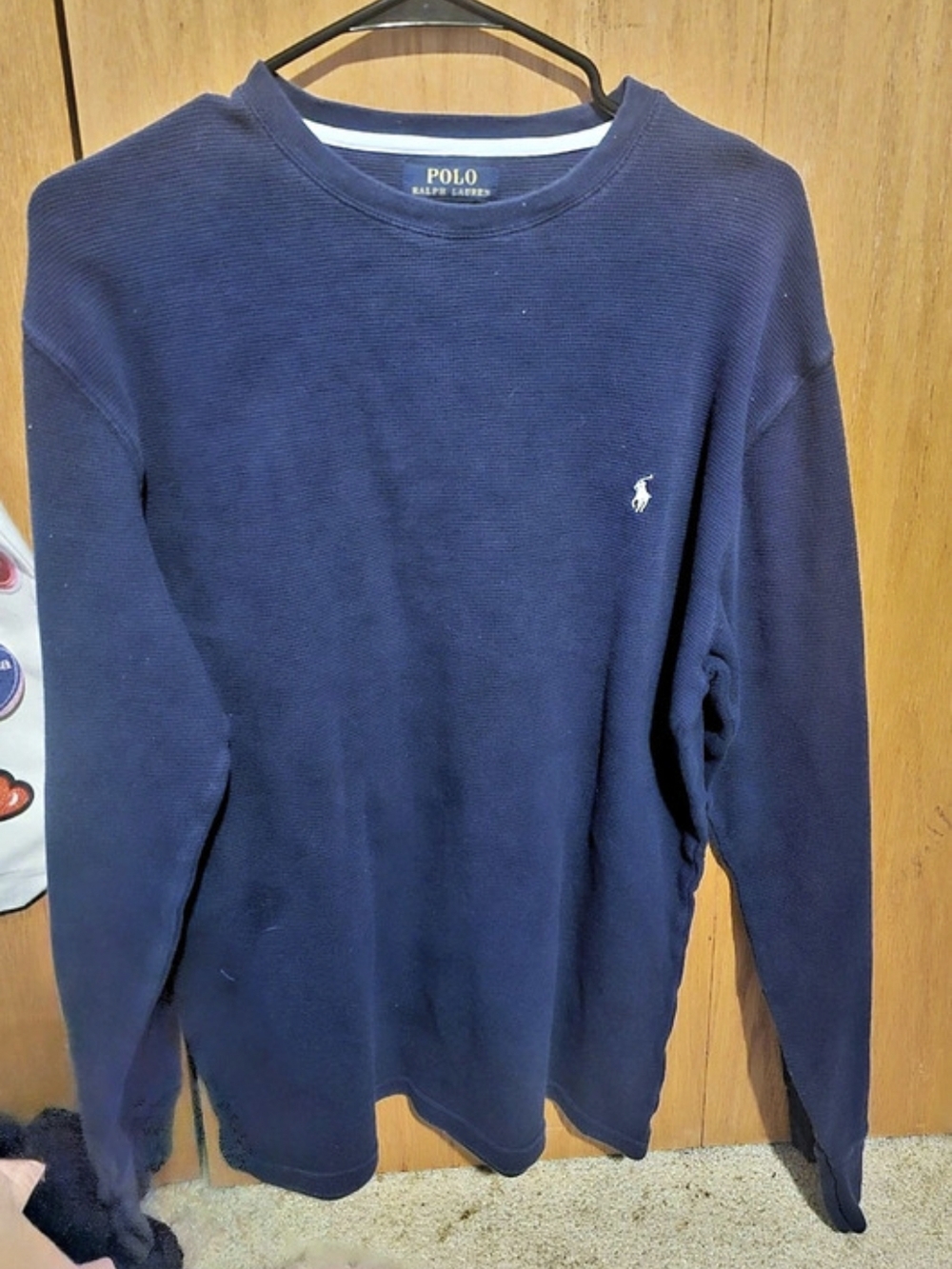 Polo Ralph Lauren Waffle-Knit Cotton Long-Sleeve Tee Blue